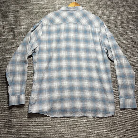 Travis Mathew Flannel Button Up Shirt Men's 2XL Blue Gray Plaid Long Sleeve - Picture 12 of 13